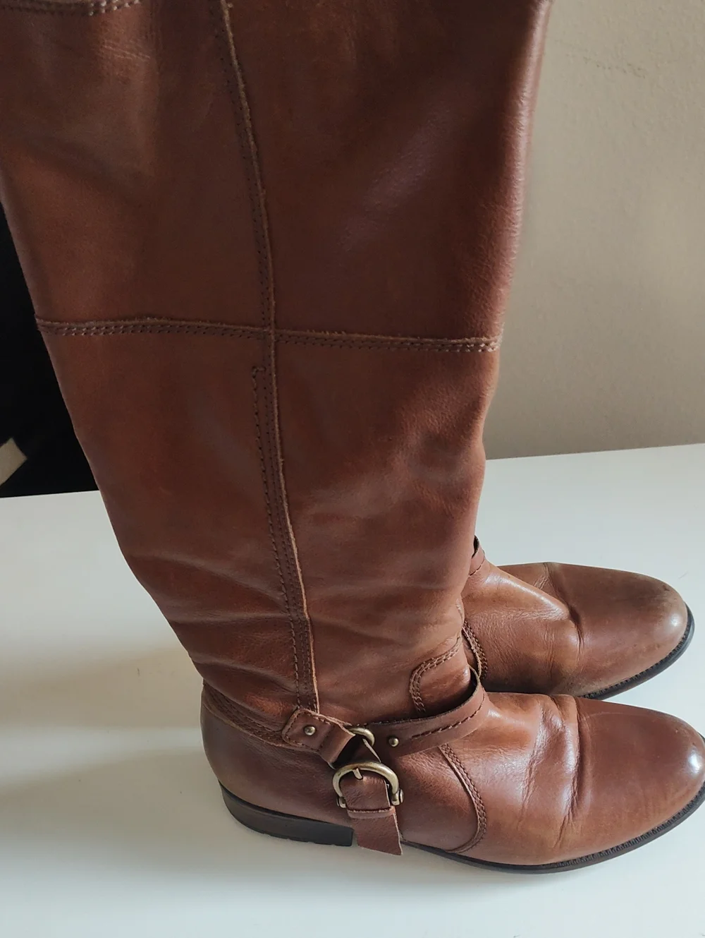 Clarks Brown Leather Knee-High Riding Boots - Picture 1 of 6